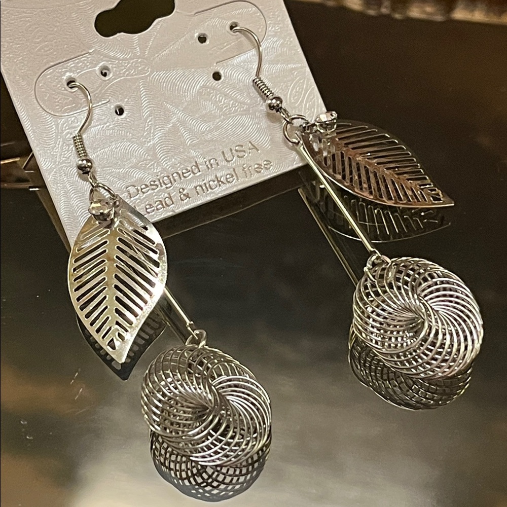 Long Silver Dangle Earrings